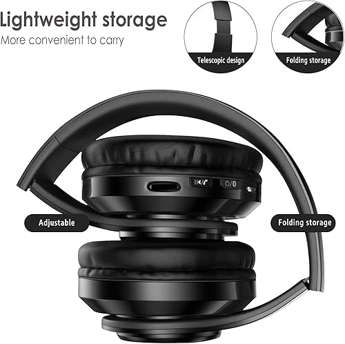 Miniatura 4 de iChenovo Auriculares inalámbricos Bluetooth 2022, luces LED coloridas, cómodos auriculares plegables sobre la oreja con micrófono integrado, FM,