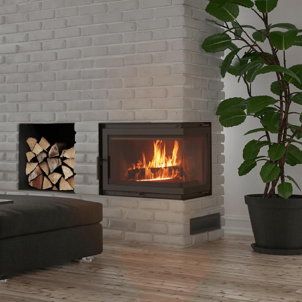KRATKI Kamineinsatz Holzofen Gusseisen Simple Rechts 8kW BImSchV 2 ⌀200 Einbausatz EEK A