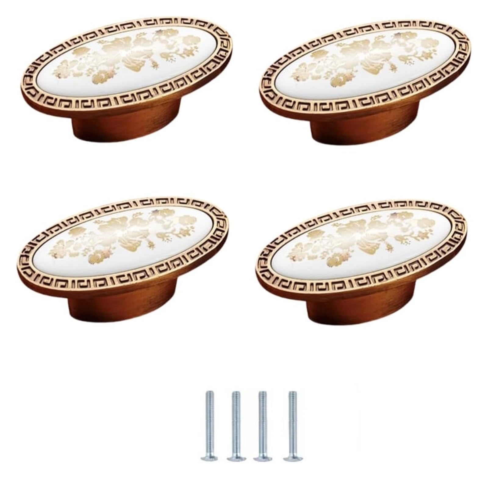 ENmrfvkz Ceramic Cupboard Drawer Handle Knobs, Ceramic Zinc Alloy Cabinet Drawer Knobs, 4 Pcs, Multicolor, 96mm, 128mm(Golden Flower)