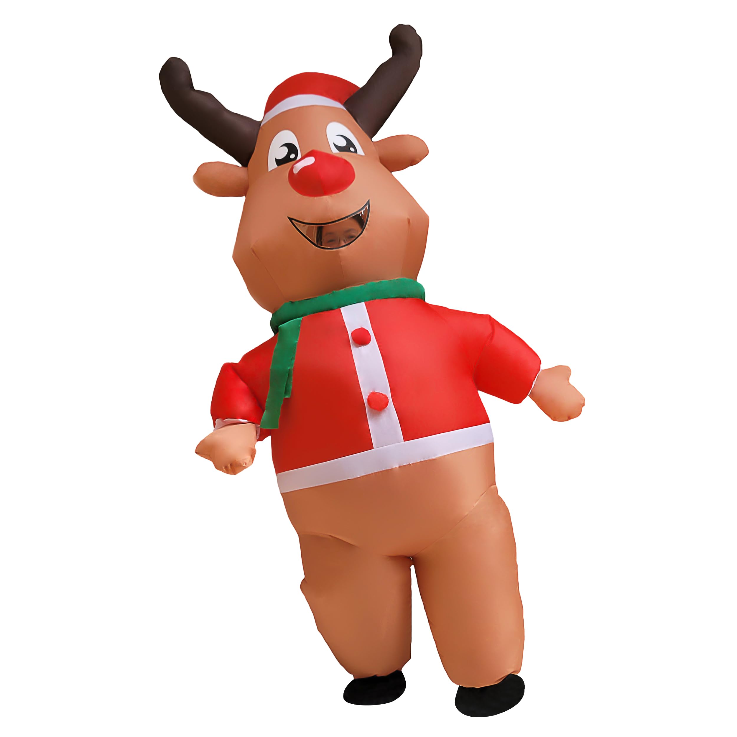 PRETYZOOM Opblaasbaar Rendier Kostuum Grappig Opblazen Vet Hertenpak Kerst Opblaasbaar Kostuum Elanden Cosplay Fancy Dress Jumpsuit Outfit Voor Kerst Kerstfeest Gunst Decoraties