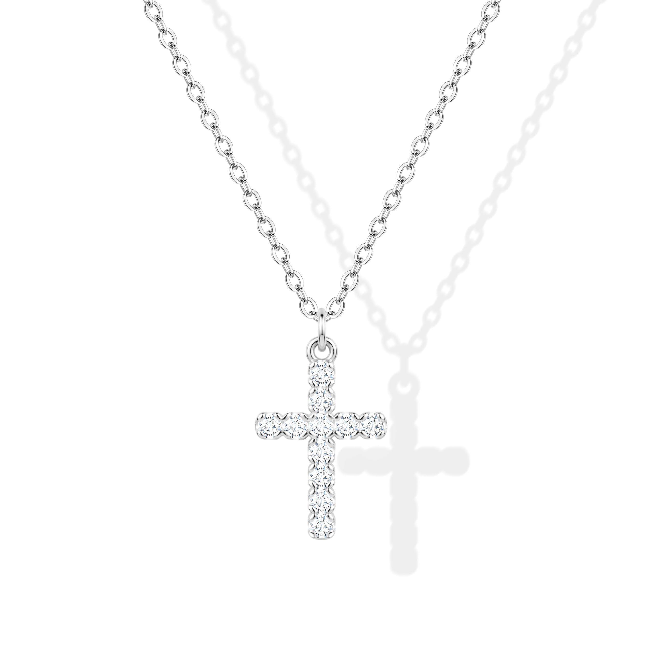 Zeffy Cross Necklace for Women,18K Gold/Silver Plated Tiny Cubic Zirconia Cross Pendant Necklace for Women Simple Layered Cross Necklaces for Women