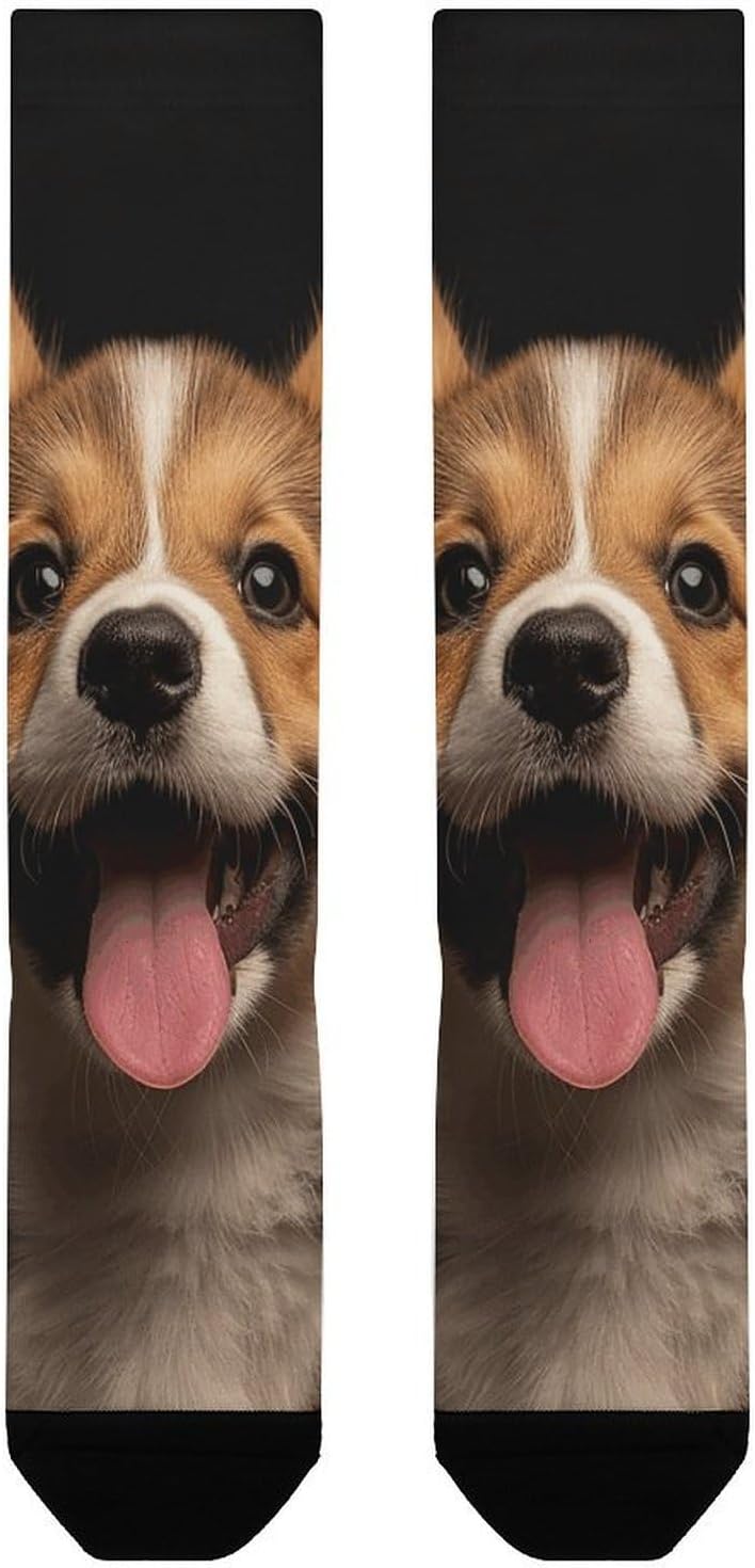 Dog Sticking Out Tongue Knee High Soccer Socks Moisture Wicking