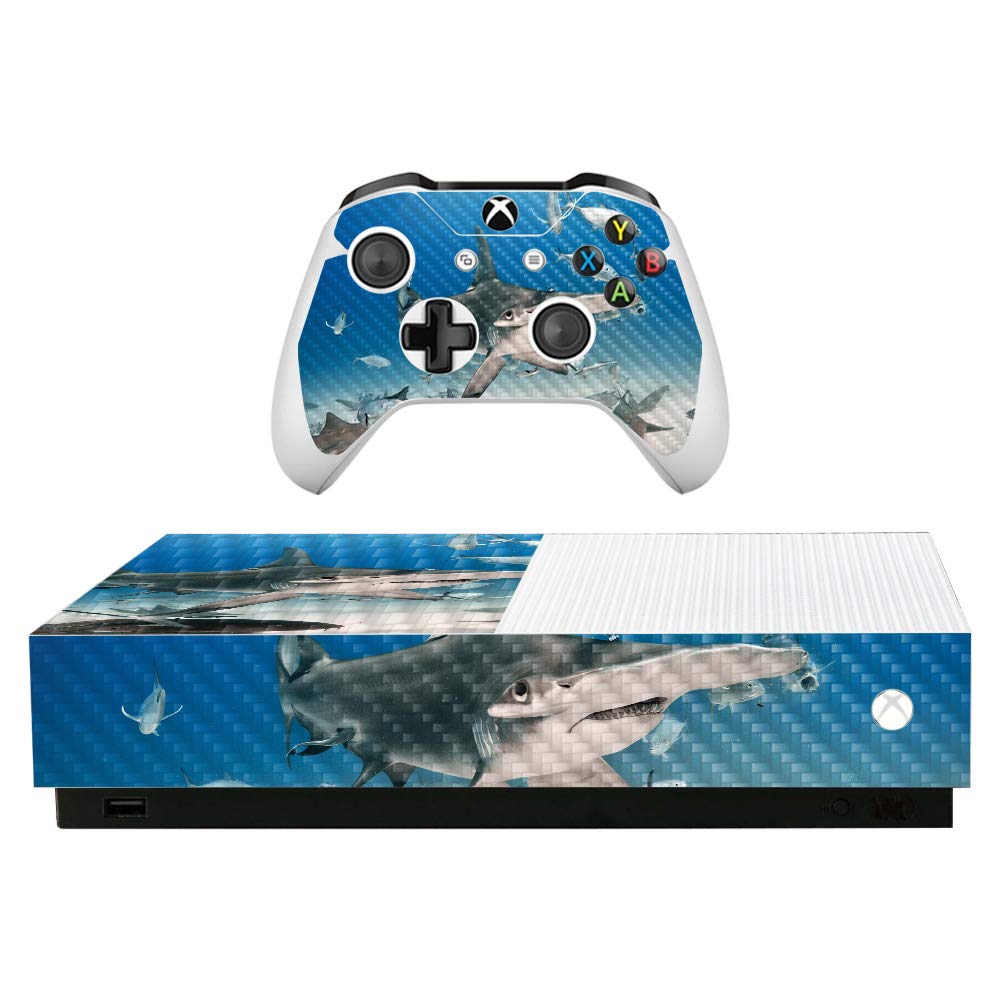 MightySkins Carbon Fiber Skin For Microsoft Xbox One S All-Digital Edition - Hammerhead | Protective, Durable Textured Carbon Fiber Finish | Easy To Apply, Remove, and Change Styles | Made in the USA