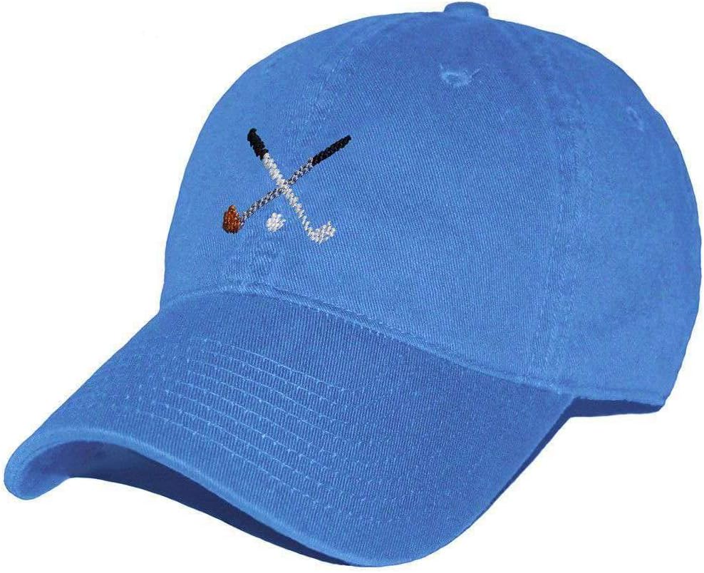 Crossed Golf Clubs Needlepoint Hat in Royal Blue by Smathers & Branson