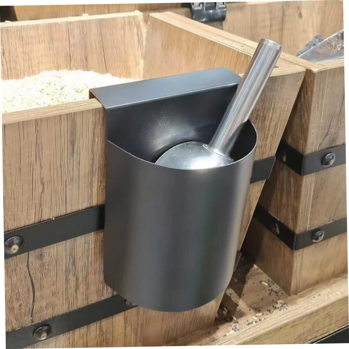 SOLUSTRE 4 Stück Aufbewahrungsbox Für Getreideschaufeln Lagerung Hängend Aufbewahrungsboxen Küchenregal Aufbewahrungshalter Für Die Küche Vorrat Speichern Getreide-organizer Black Eisen