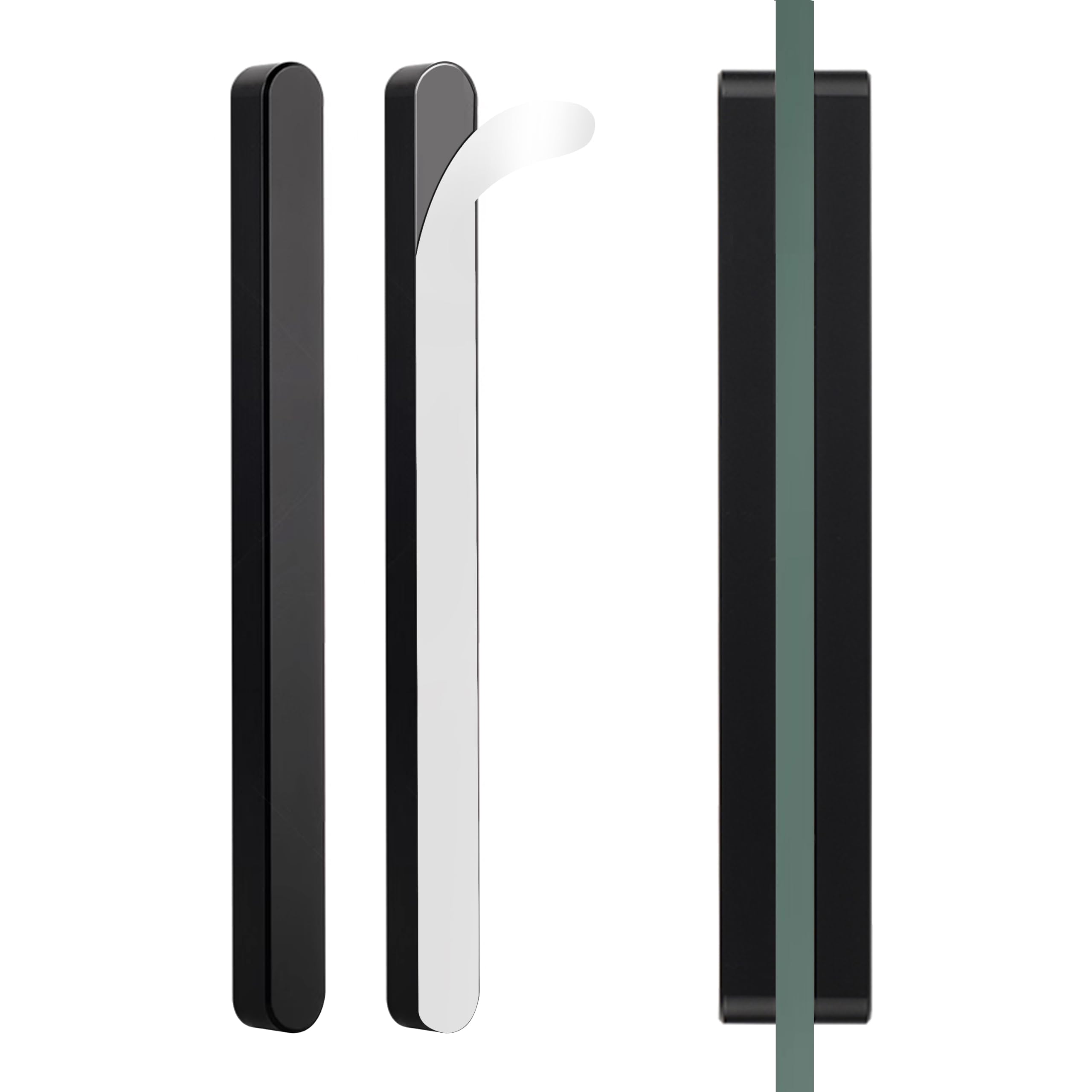 BaiNong 2pack 7 inch Stick on Shower Door Handles Adhesive Glass Shower Door Handle Matte Black Sliding Glass Door Handle for Shower Double Sided Sliding Door Pull