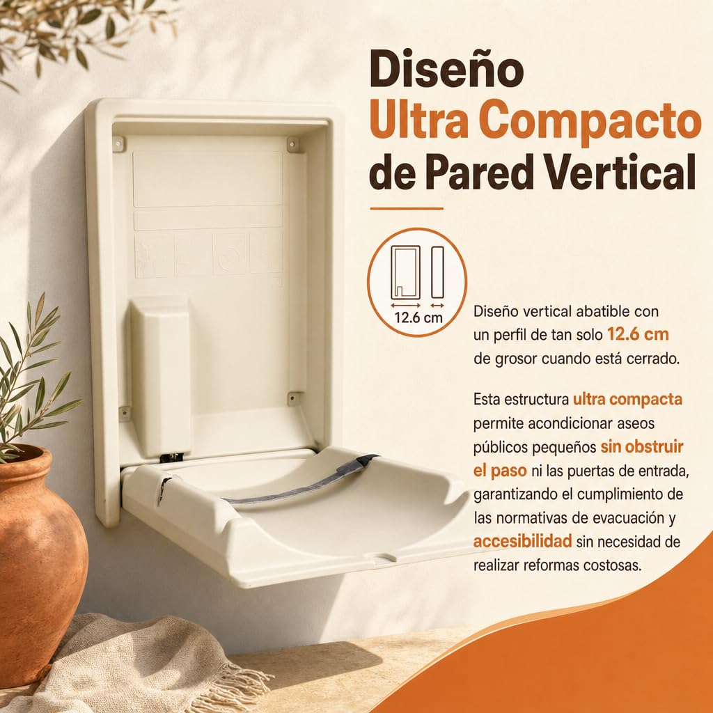 Cambiador de pañales de pared vertical plegable para baños públicos y comerciales