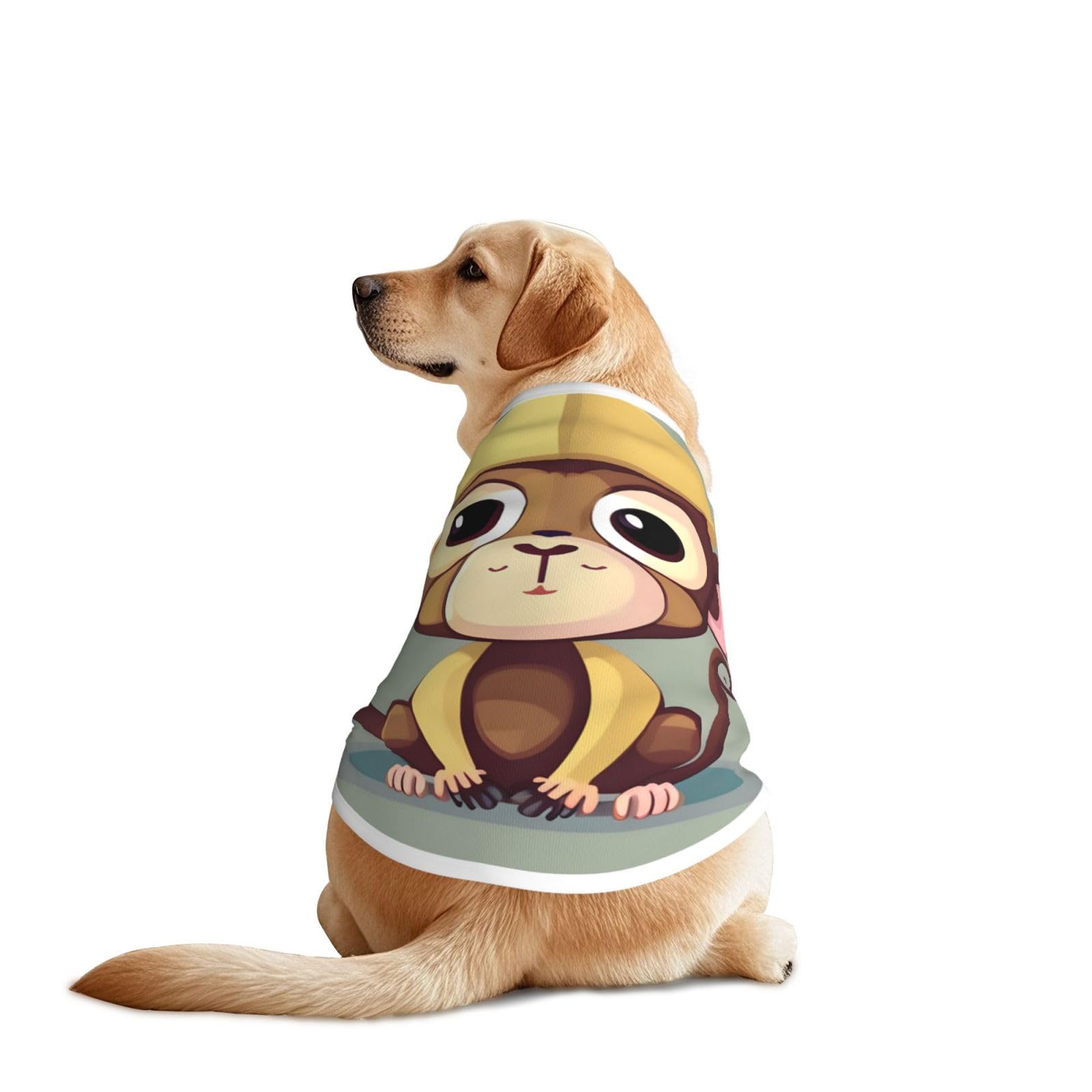 Cute Monkey Print Dog Outfit Sleeveles, Funny Pet Dog Clothes Machine Washable Shirt Vest For Medium Large Dogs
