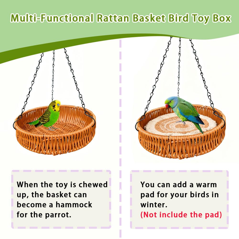 ExcyphrXyf Bird Toy Parrot Toys Rattan Bird Foraging Box for Cockatiels,Parakeets,Conures,Love Birds & Small to Medium Parrots - image 5