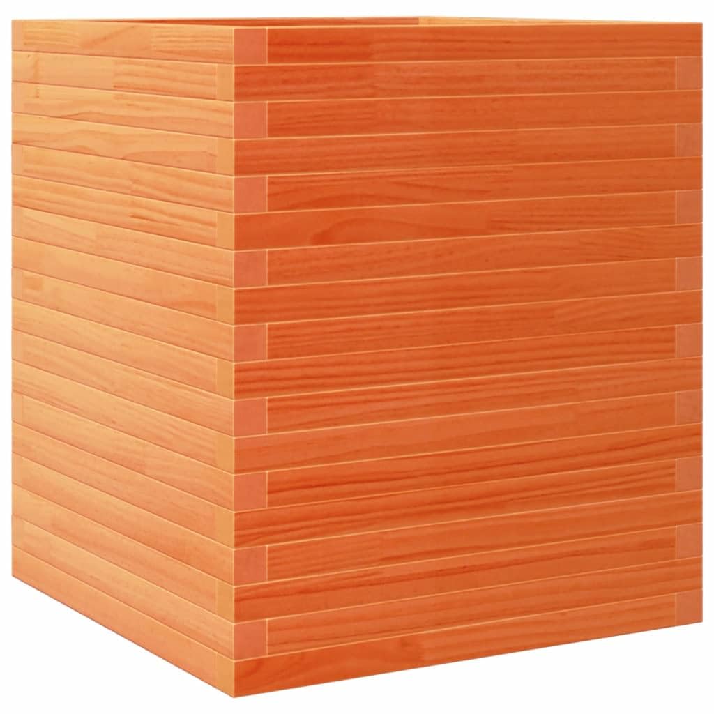 Jardinière marron ciré 60x60 en bois de pin pour légumes du jardin