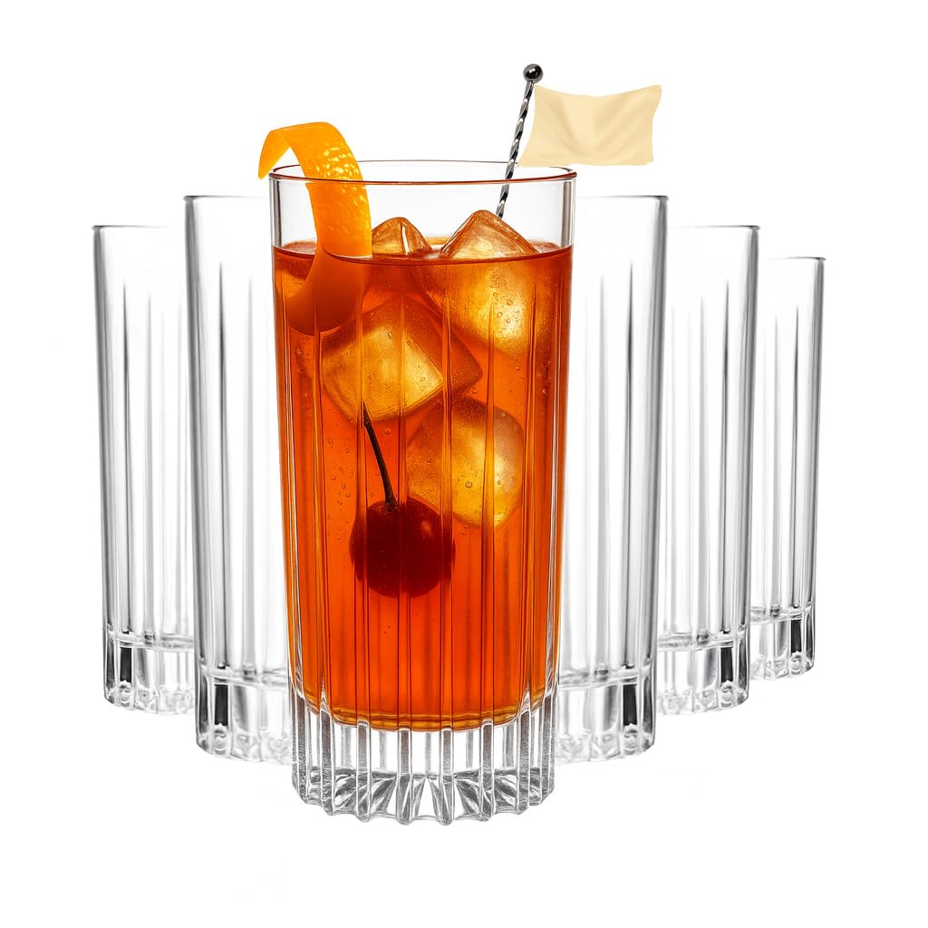 Muvell 6er Tumbler Gläser Set „Japan“ - 300 ml Trinkgläser & Wassergläser - 3 mm Glasstärke, Kristallklar & spülmaschinenfest - stabile Cocktailgläser & Whiskygläser - Geschenkset