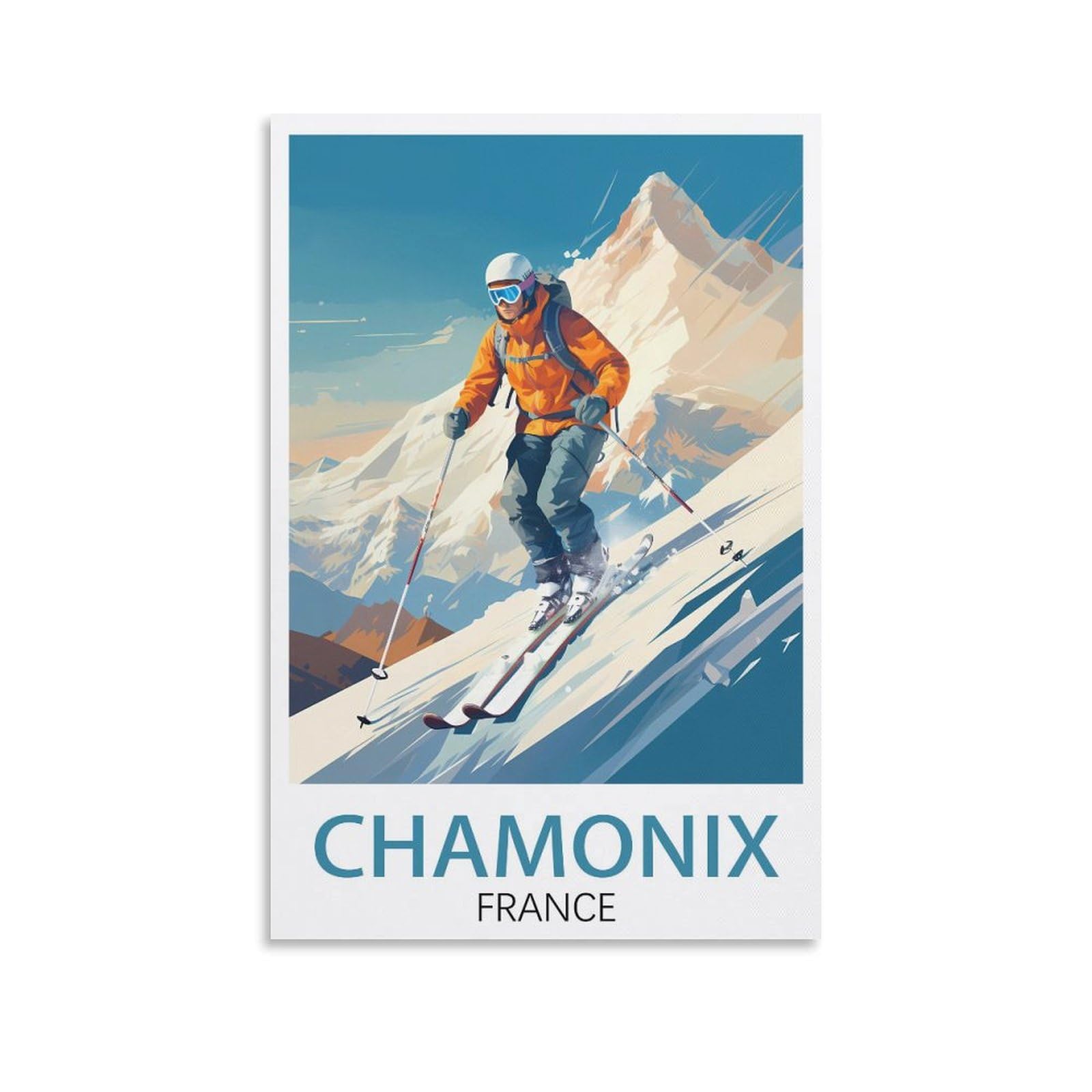 Chamonix France Vintage Travel Posters Ski 12x18inch(30x45cm) Print Poster Home Bathroom Bedroom Office Living Room Decor Canvas Poster