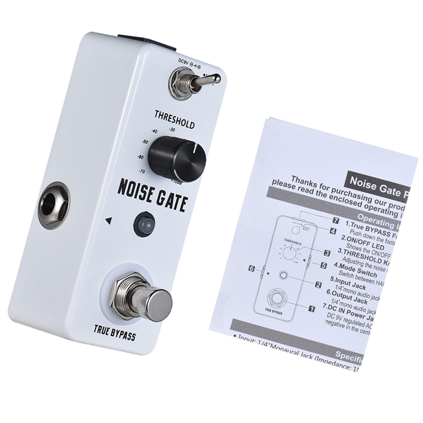 Rowin Noise Gate, Rauschunterdrückung, Gitarren-Effektpedal, Gehäuse aus Aluminiumlegierung, True Bypass für Musiker