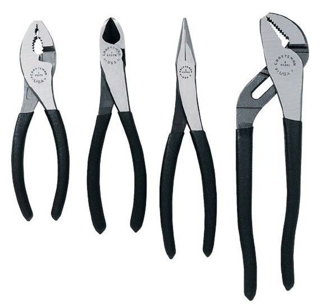 Craftsman 4 Piece Pliers Set Diagnonal, Longnose, SlipJoint, Arc