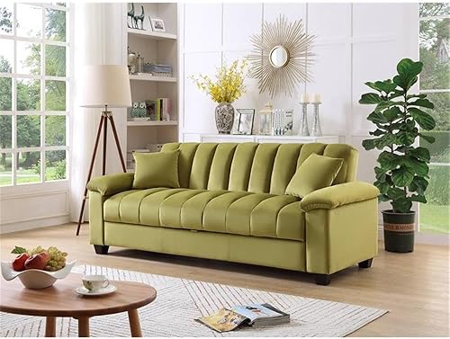 Miniatura 2 de Sofá cama convertible de terciopelo de 82.7 pulgadas con almacenamiento para sala de estar y dormitorio, color verde