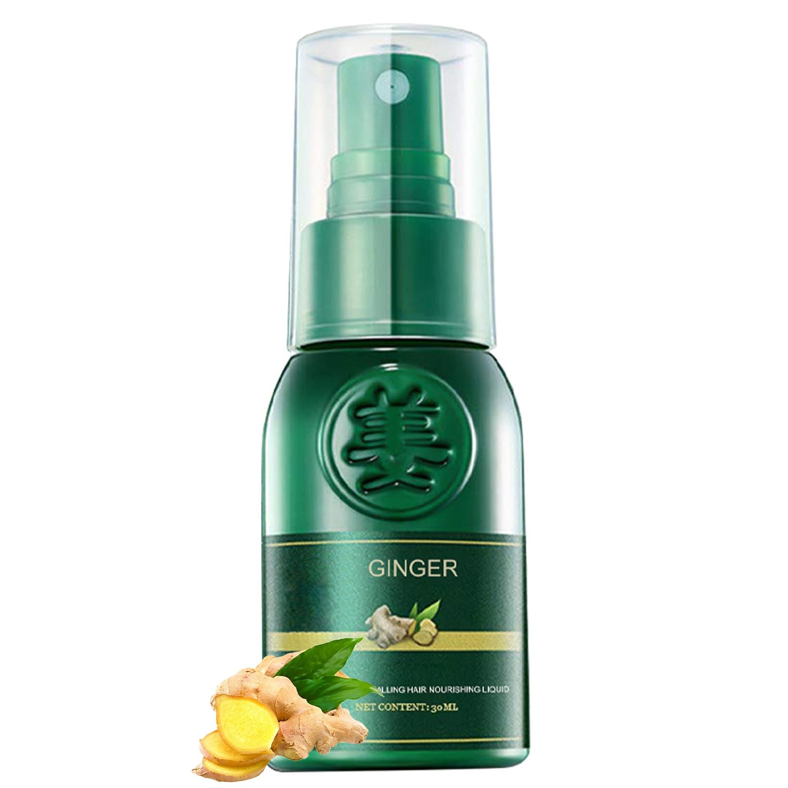 Ginger Hair Spray, Natural Extracts Ginger Hair Spray for Dry, Damaged, Weak-Looking Strands, Daily Scalp Care with Ginseng and Polygonum Multiflorum for Women and Men, 30ml / 1 Fl Oz