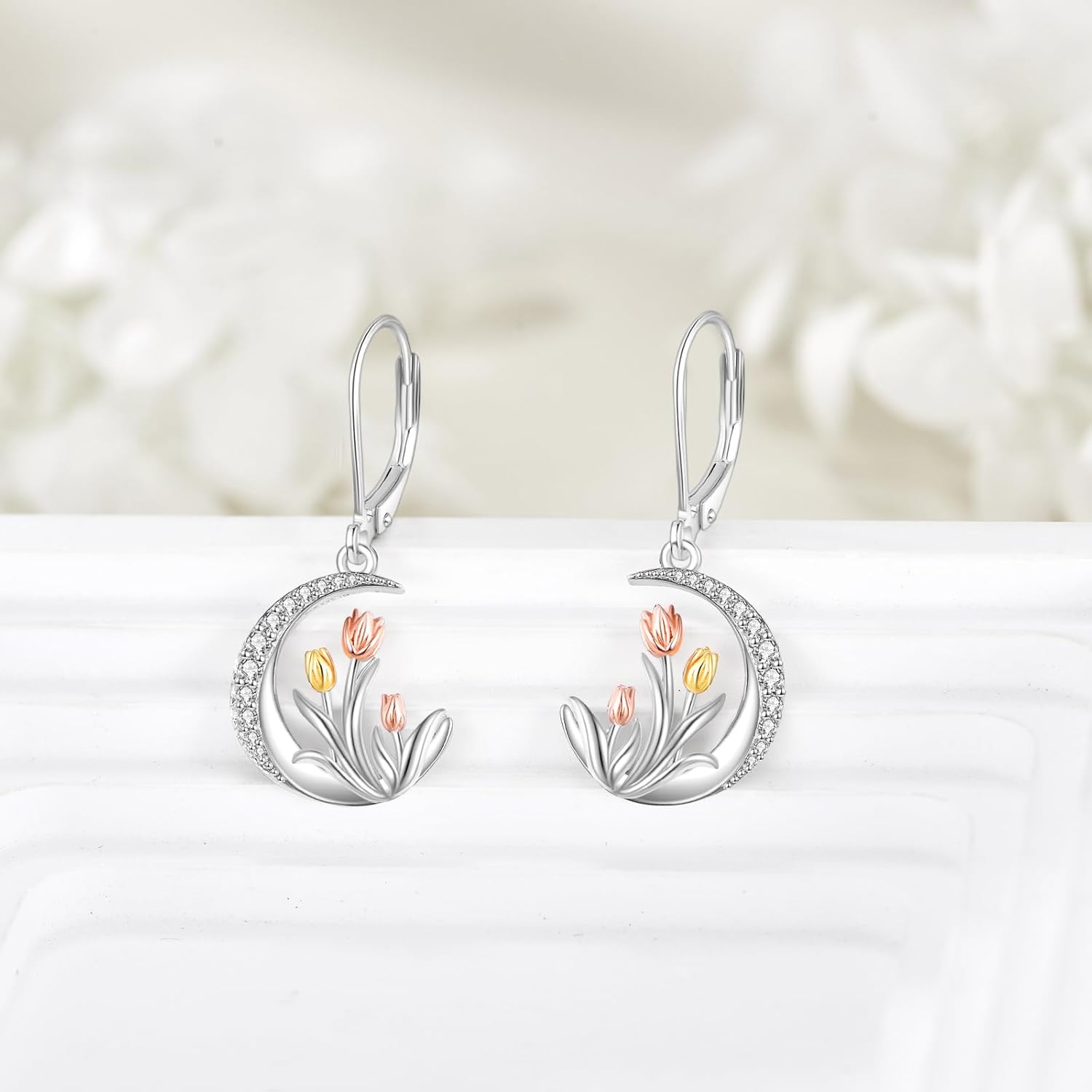 Tulip Earrings Sterling Silver Tulip Jewelry Flower Dangle Earrigns Gifts for Women - Image 5