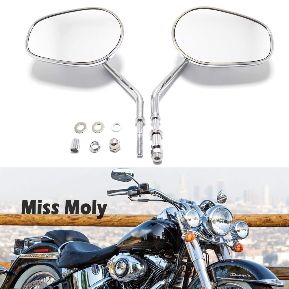 8mm Rétroviseurs de Moto pour Sportster 1200 XL883 Dyna Softail Breakout Road Glide Rocker(#2-Chrome)