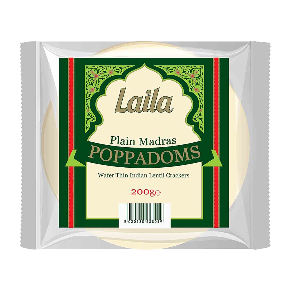 Laila Madras Plain Pappadums 200 g (Case of 60)