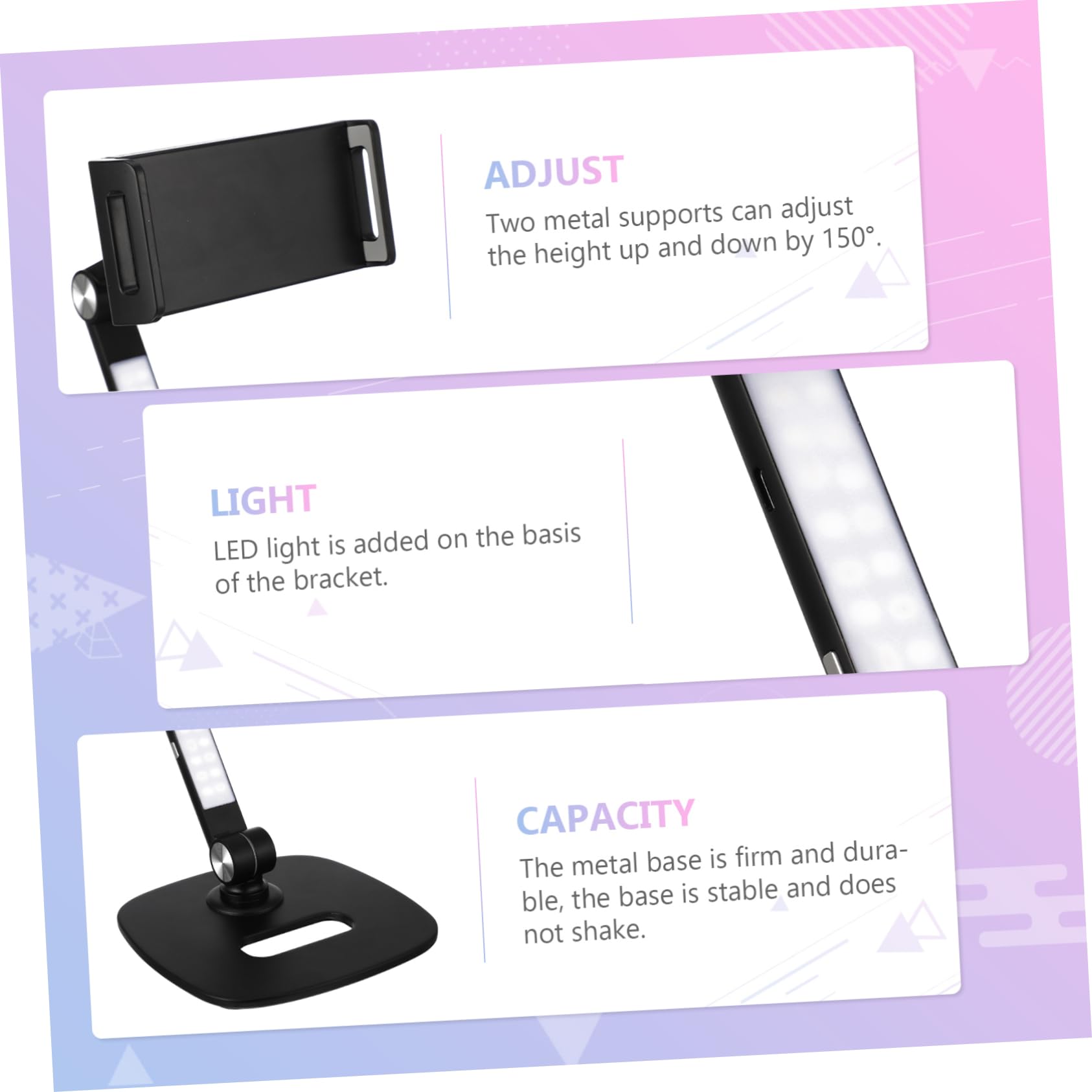SHINEOFI Supporto Tablet e Smartphone Nero in Alluminio Pieghevole
