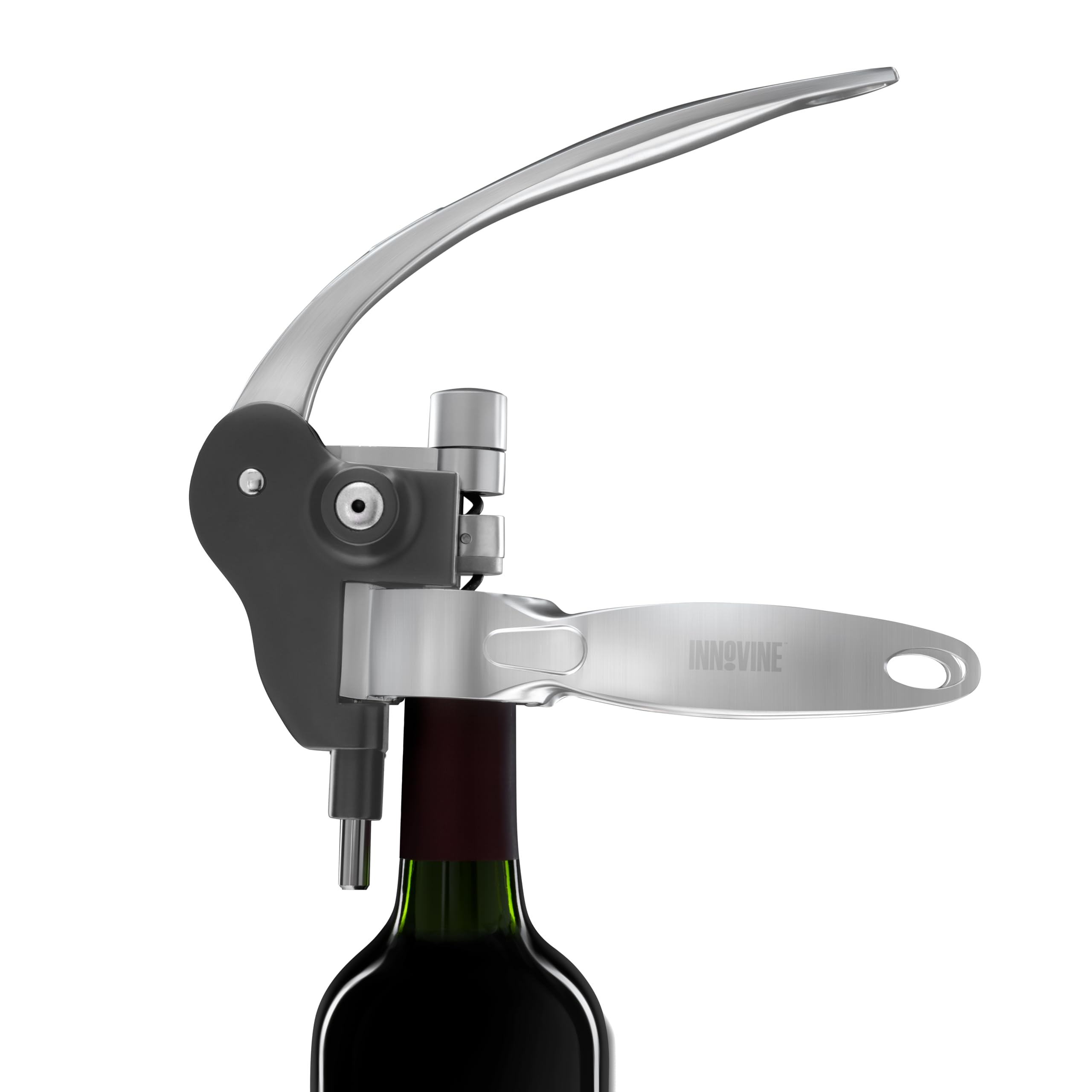 Innovine Horizontaler Hebel-Korkenzieher, langlebige Zinkdruckguss-Konstruktion, Weinöffner mit antihaftbeschichtetem Spiralwurm, perfekt für Hausbar, Reisen, Picknick, Camping, Party im Freien, 1