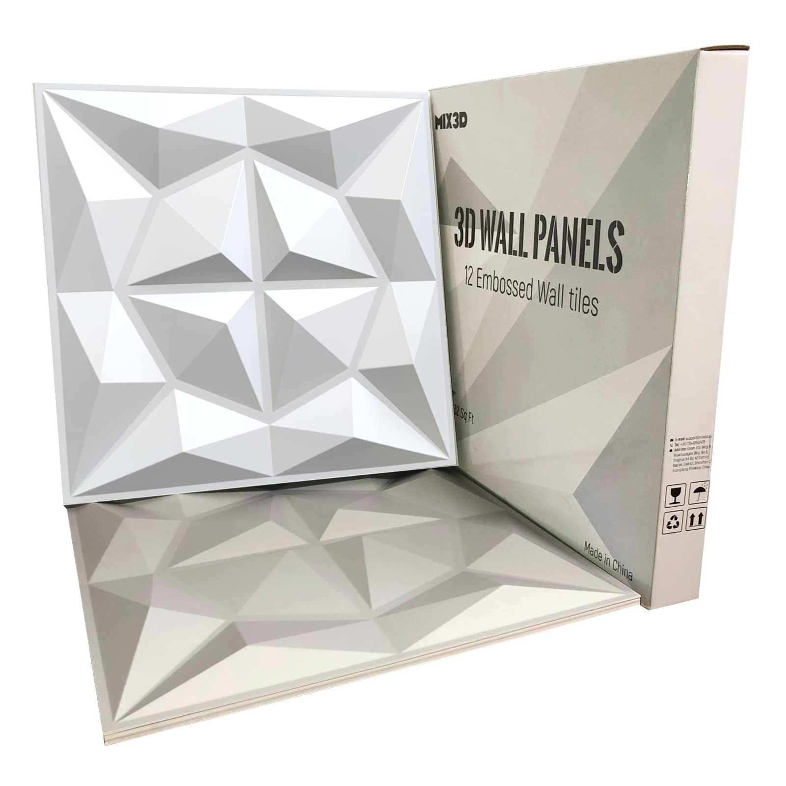 MIX3D 3D Wall Panel, White Wall Panels for Interior Wall Decor, Pack of ...