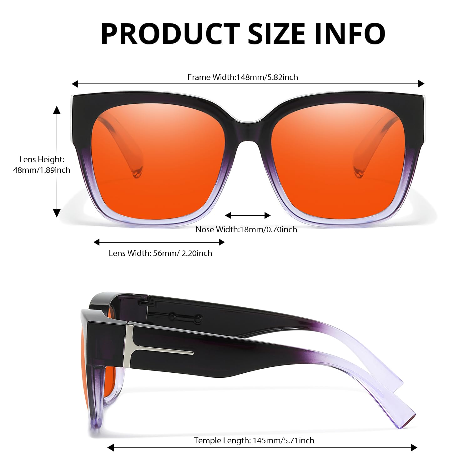 VIEWBETTER® Lunettes anti-99,99 % de blocage de la lumière bleue sur les lunettes, lunettes de jeu surdimensionnées pour ordinateur Orange ambré