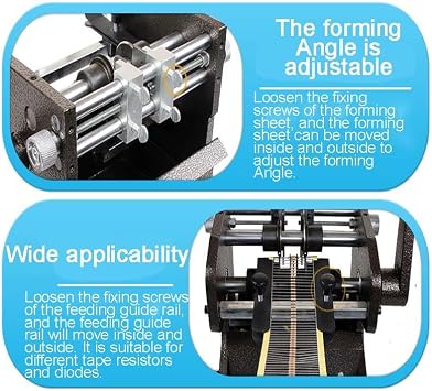 A Manual Resistor Lead Forming Machine Designed for U-Shaped Bending and Lead Cutting of Taped axial Components; Adjust Pitch