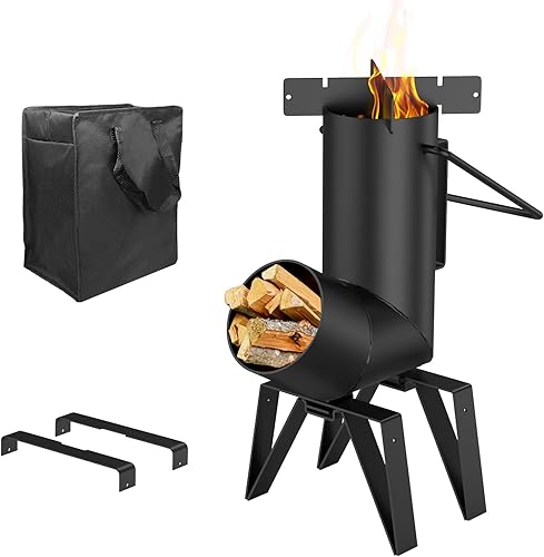 AJinTeby Estufa de cohete de equipo de camping Cámara de combustible portátil con bolsa de transporte de tela Oxford para acampar al aire libre,