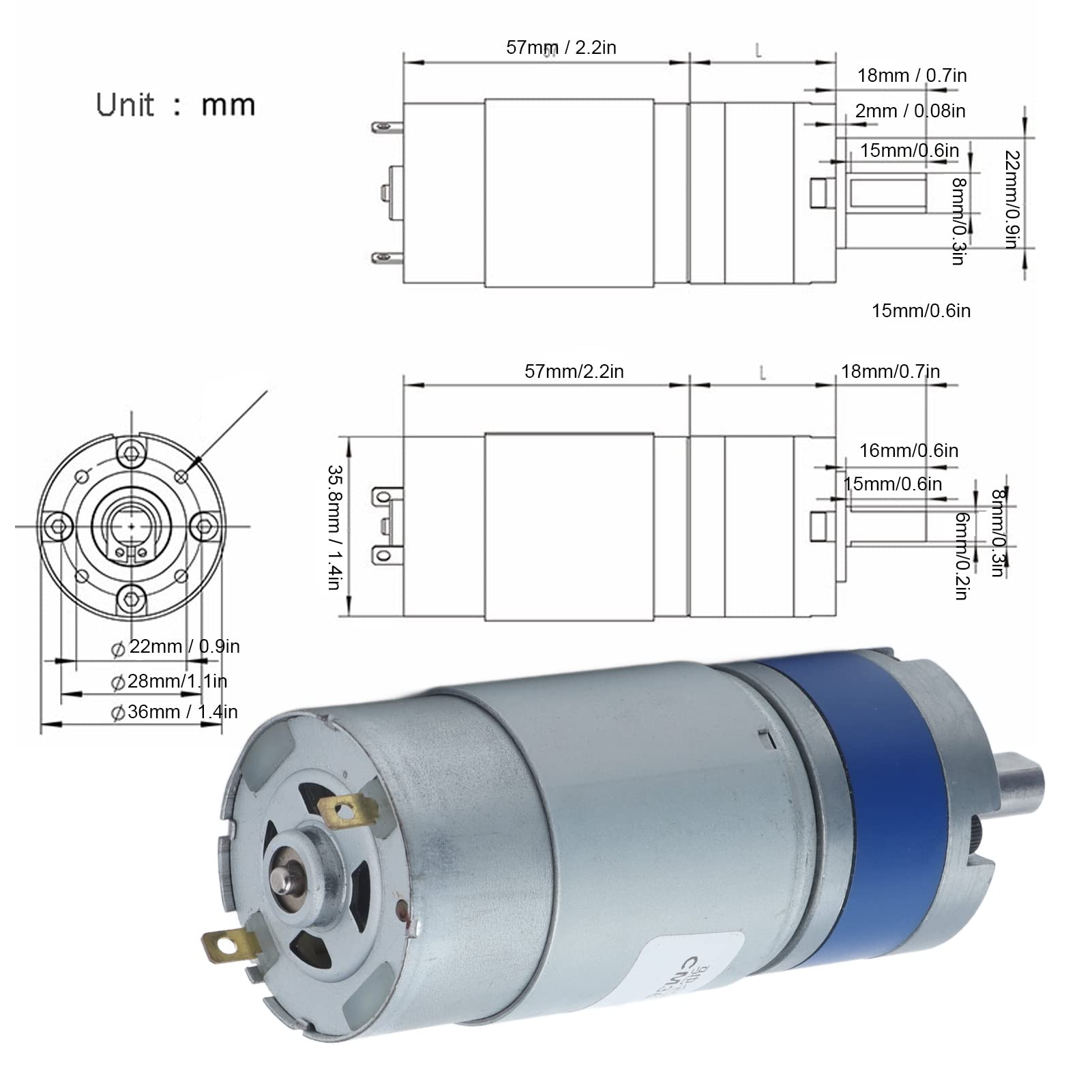 Motoriduttore Epicicloidale, Motoriduttore CC, Riduzione Prestazioni Stabili Motoriduttore CC a Bassa rumorosità a Torsione Elevata 24V per Robot Ufficio (120 giri/min)