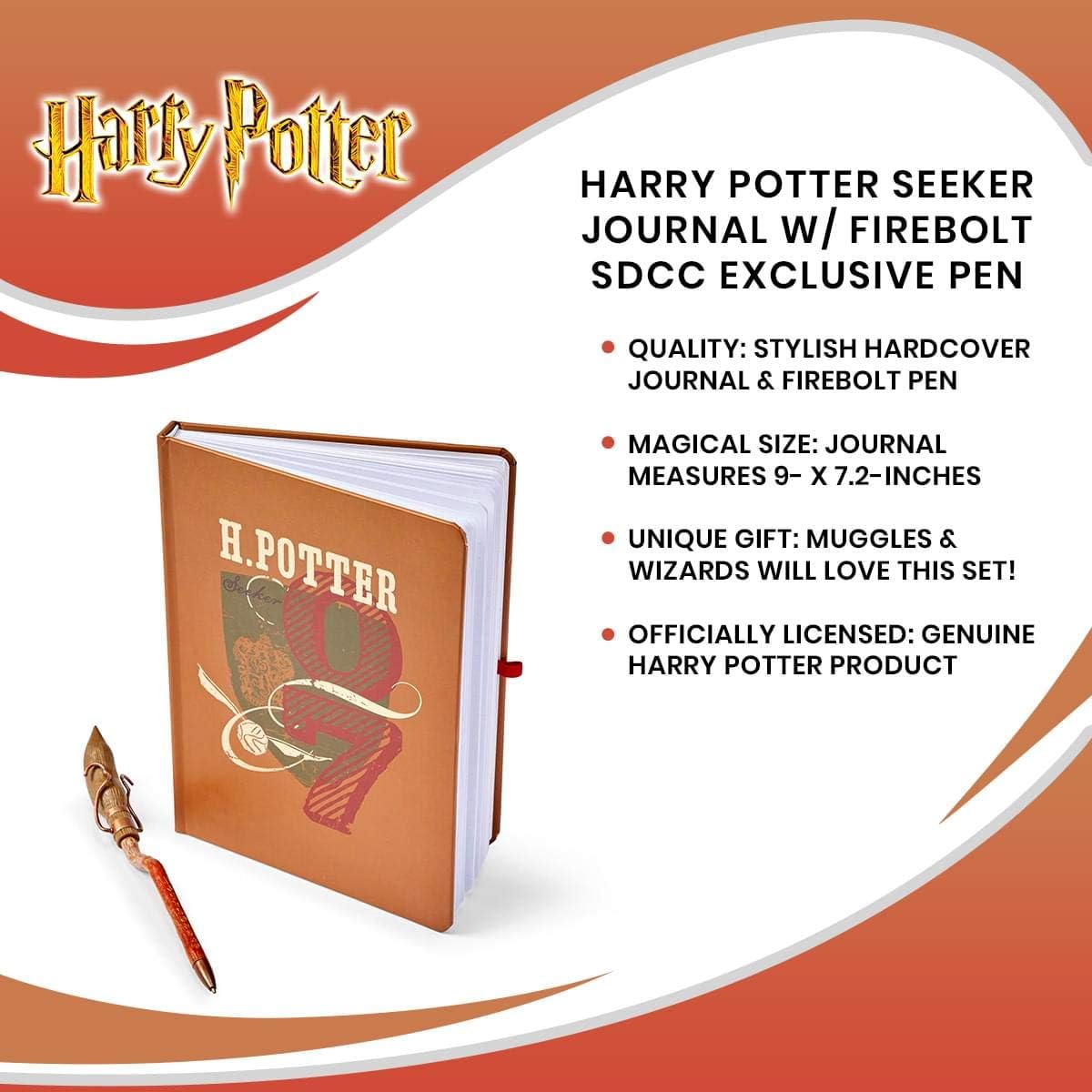 Harry Potter Quidditch Seeker Journal Diary with Firebolt Replica Broom Pen - 192 Lined Pages - Book & Movie Gift for Kids, Girls, Boys, Teens, Adults - 8.5"