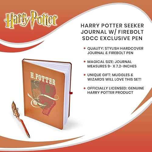 Miniatura 6 de Harry Potter Diario de búsqueda de Quidditch con bolígrafo de escoba réplica de rayo de fuego, 192 páginas rayadas, regalo de libro y película para