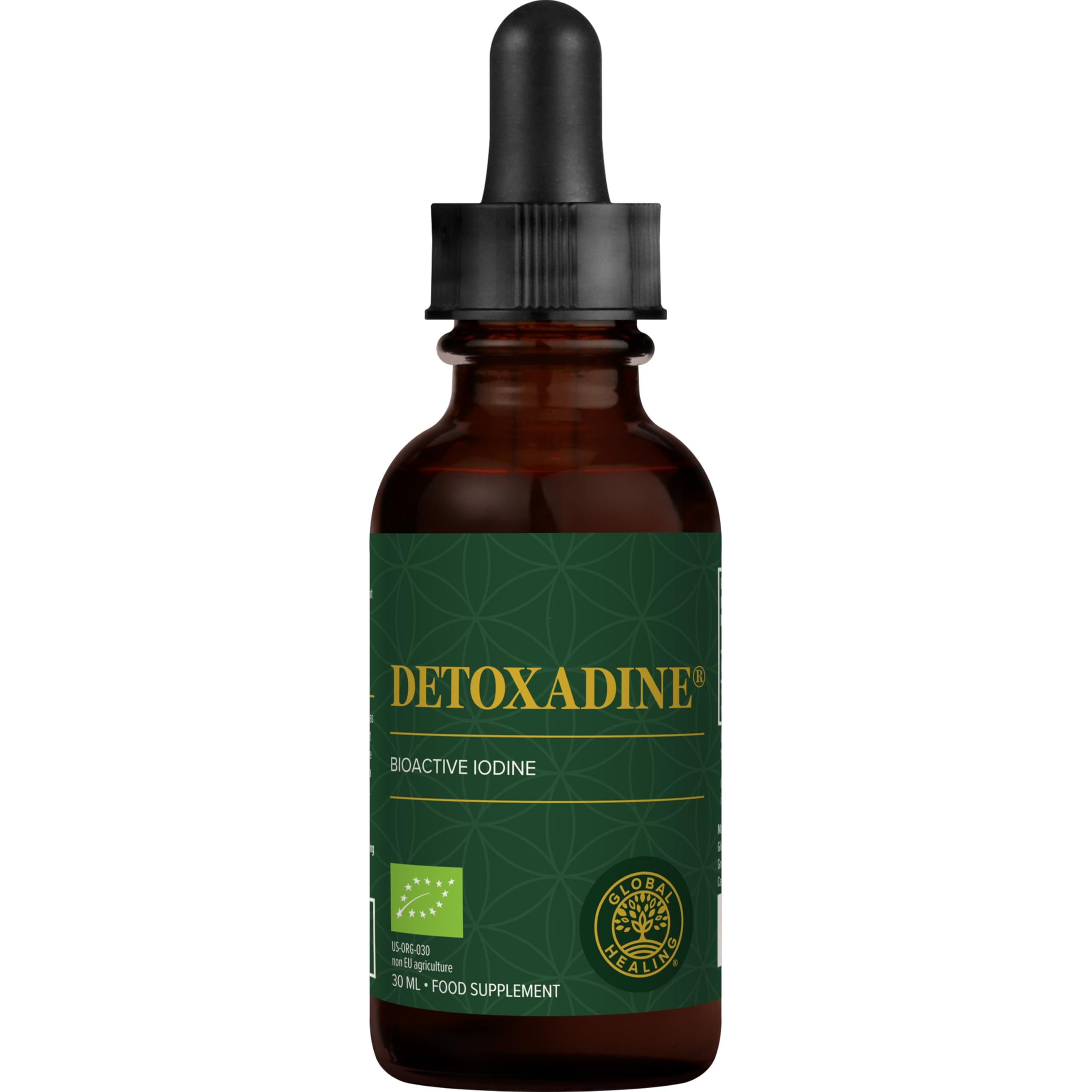 Global Healing Detoxadine - Organic Bioactive Nascent Iodine Liquid Supplement Drops Solution - More Absorbable Than Potassium Iodide Tablets & Spray - 30ml Tincture