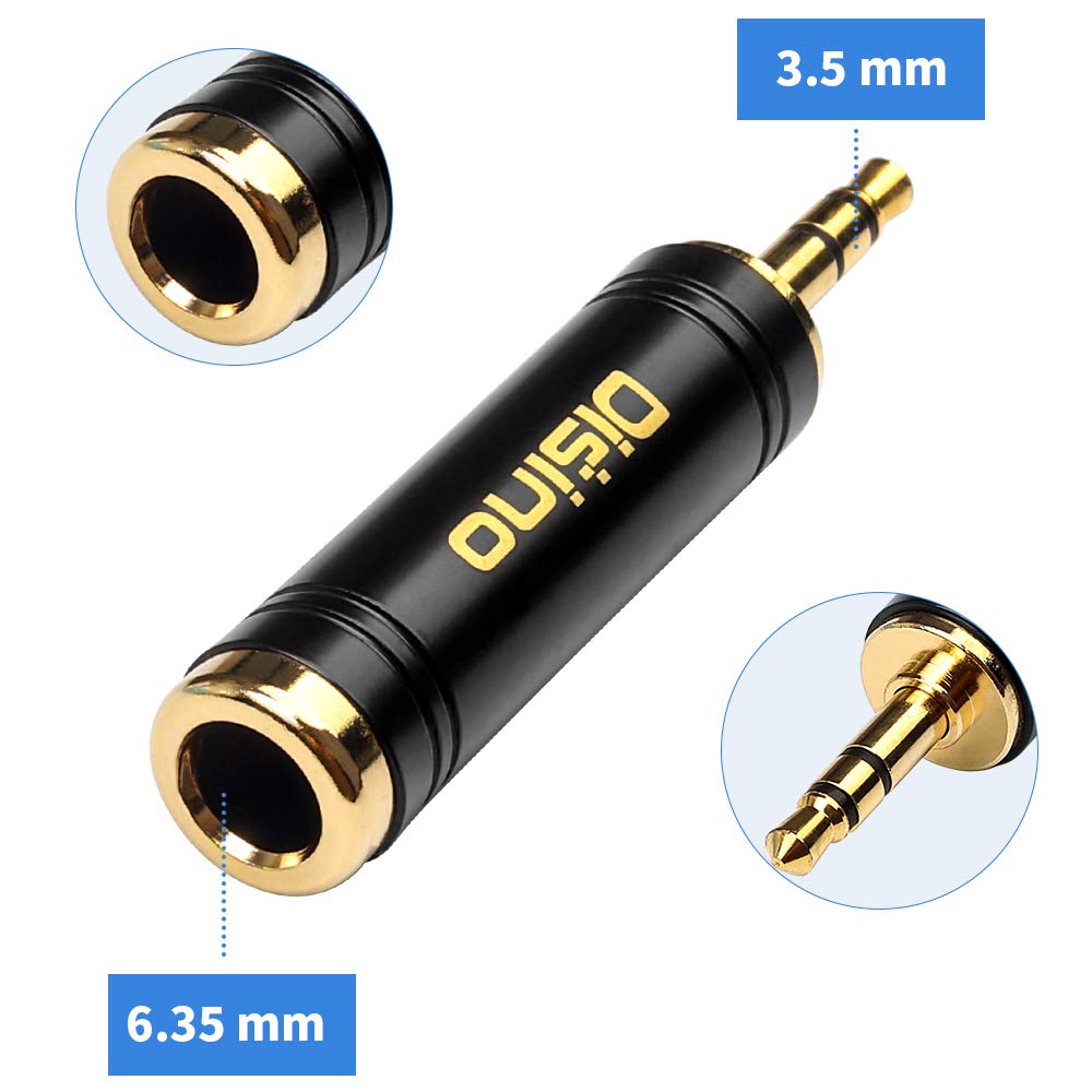 Adattatore per cuffie da 3,5 mm a 1/4 di pollice, jack maschio da 1/4 di pollice a mini jack femmina da 1/8 di pollice, adattatore stereo con interfaccia audio AUX in rame puro placcato oro