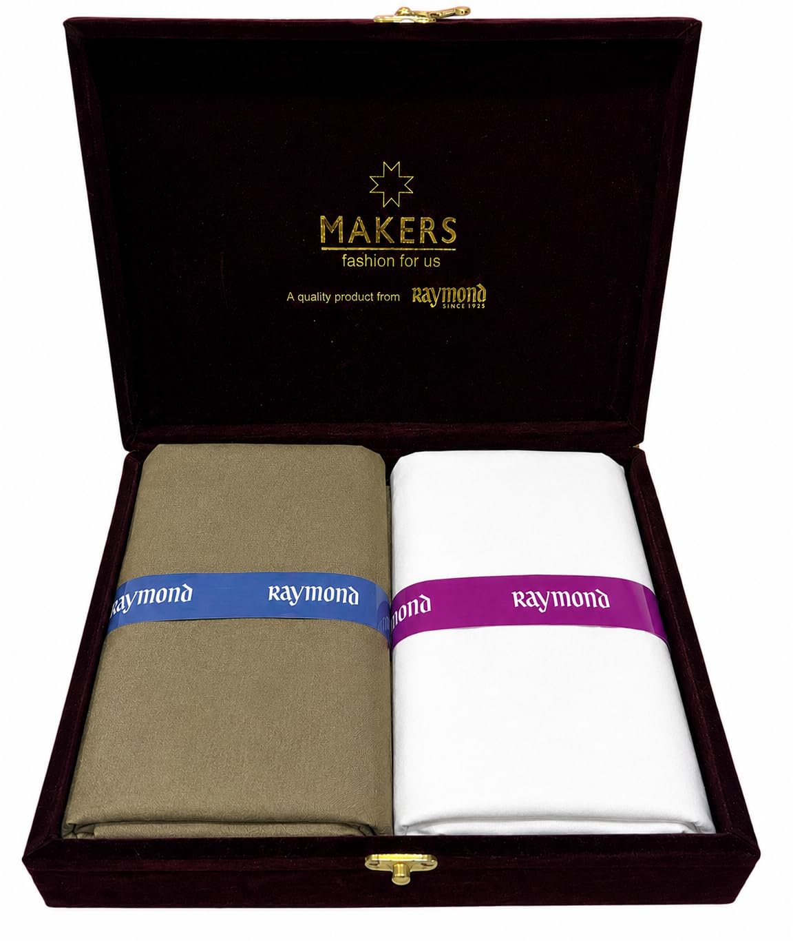 Makers Men's Premium Unstitched Shirt & Trouser Fabric Combo Gift Set | Formal Wear Fabric Pack for Tailor-Made Shirts and Trousers | Elegant Presentation Box-image-2