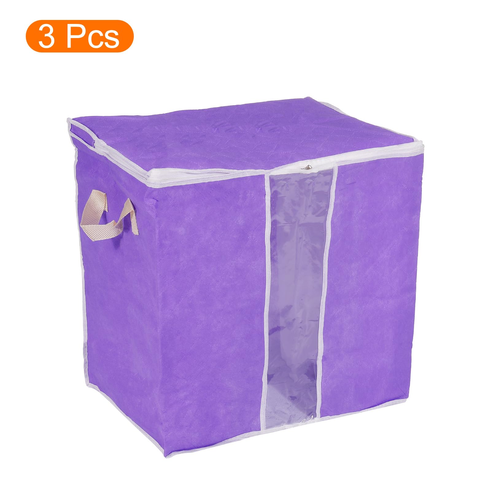 QUARKZMAN Vestiti Conservazione Borsa 3pz Armadio Organizzatore con Rinforzato Manico per Piumini Lenzuola Abbigliamento Cuscini Pieghevole con Robusto Cerniera-Viola