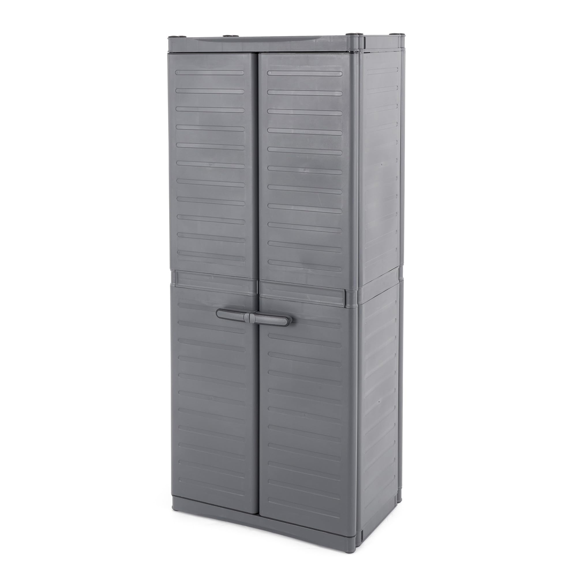 Gracious Living 91049-ONLINE MaxIt Heavy Duty Resin Premium Utility Cabinet w/ 3 Fully Adjustable Metal Shelves for Garage, Basement, or Utility Room-image-4
