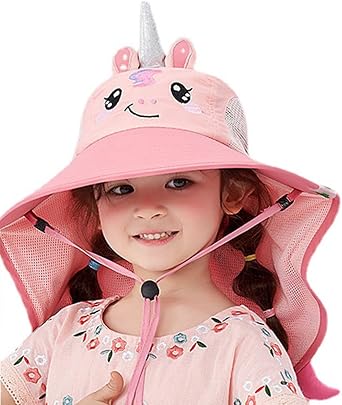 Kids Large Brim Flap Sun Hat UPF 50+ Protection with Neck Flap Mesh Fishing Cap Brim Beach Hat Fishing Hiking Hat