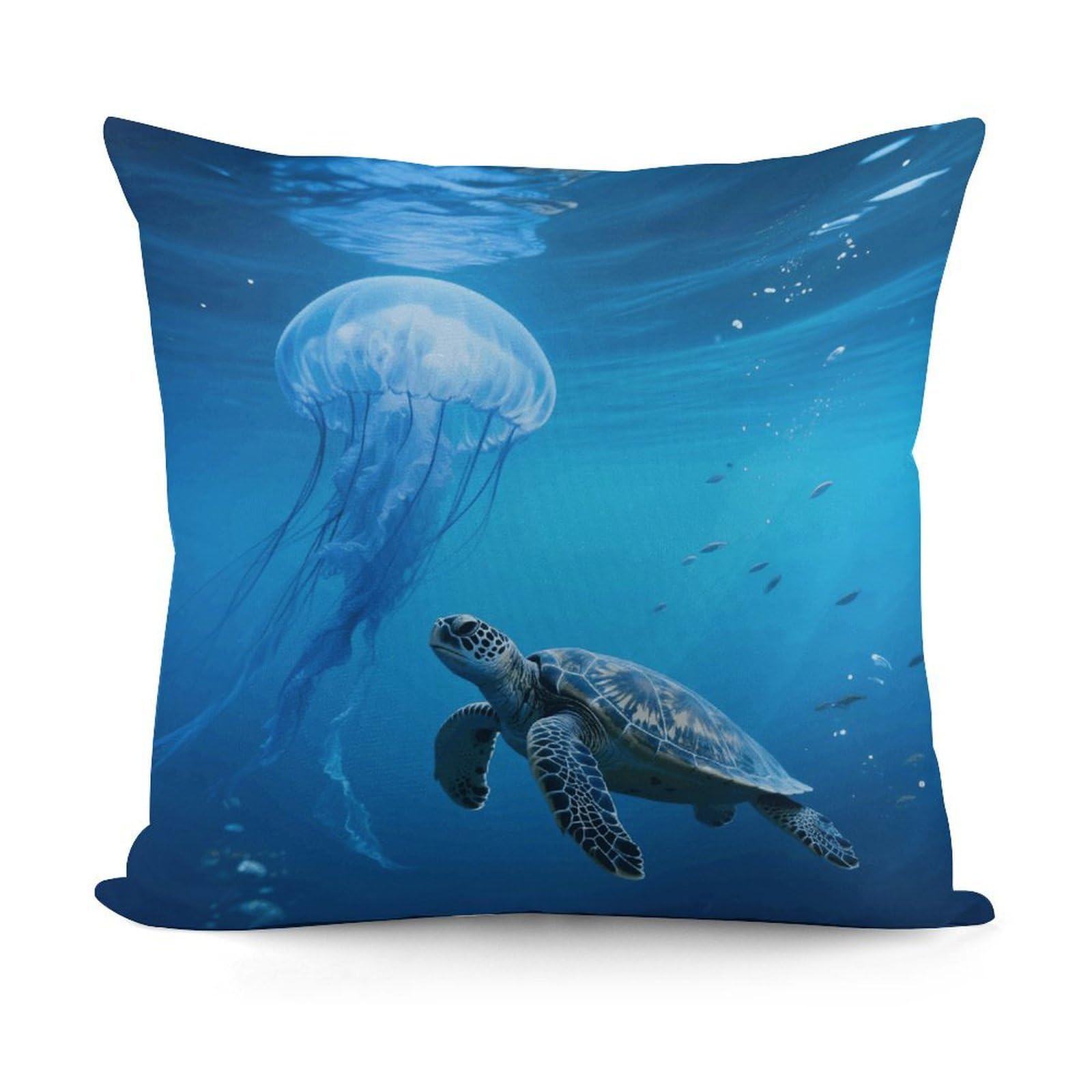 VstaDank Blue Sea Turtle Pillow Cover with Invisible Zipper Square Throw Pillowcase Plush Couch Sofa Pillow Case 18x18 Inch Decorative Throw Cushion Covers for Sofa Living Pillowcover