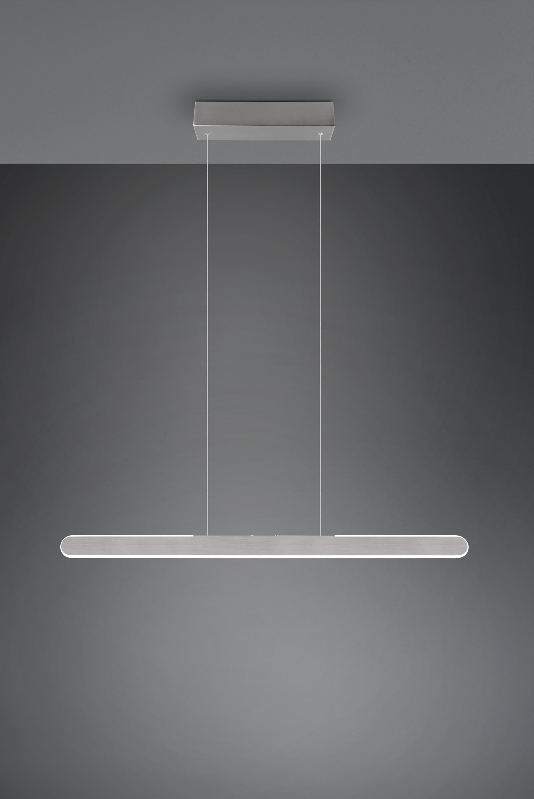 Trio Leuchten Pendelleuchte Helios 343310105, Aluminium gebürstet, inkl. 28 Watt LED, Touch Dimmer, Lichtfarbe einstellbar, Silber mit Gebürsteter Oberfläche |