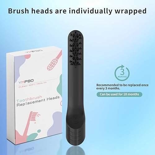 Miniatura 6 de Cabezales de repuesto para cepillo de dientes eléctrico Quip para adultos, paquete de 6 cabezales de repuesto, cerdas suaves, color negro