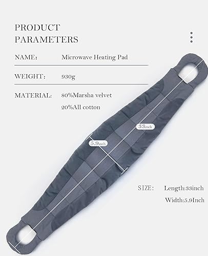 Miniatura 5 de Almohadilla térmica para microondas para cuello y hombros con asas, 33 x 5.9 pulgadas de largo, calentador de cuello, paquetes calientes húmedos