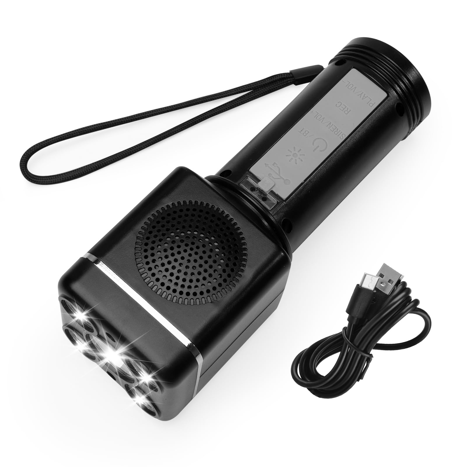 MyMealivosMegaphone Speaker,Bullhorn-Built-in Siren,Loud Speaker with Flashlight,Adjustable Volume Control &300 Seconds Recording, Ideal for Outdoor Adventures, Farm Management, Night Training