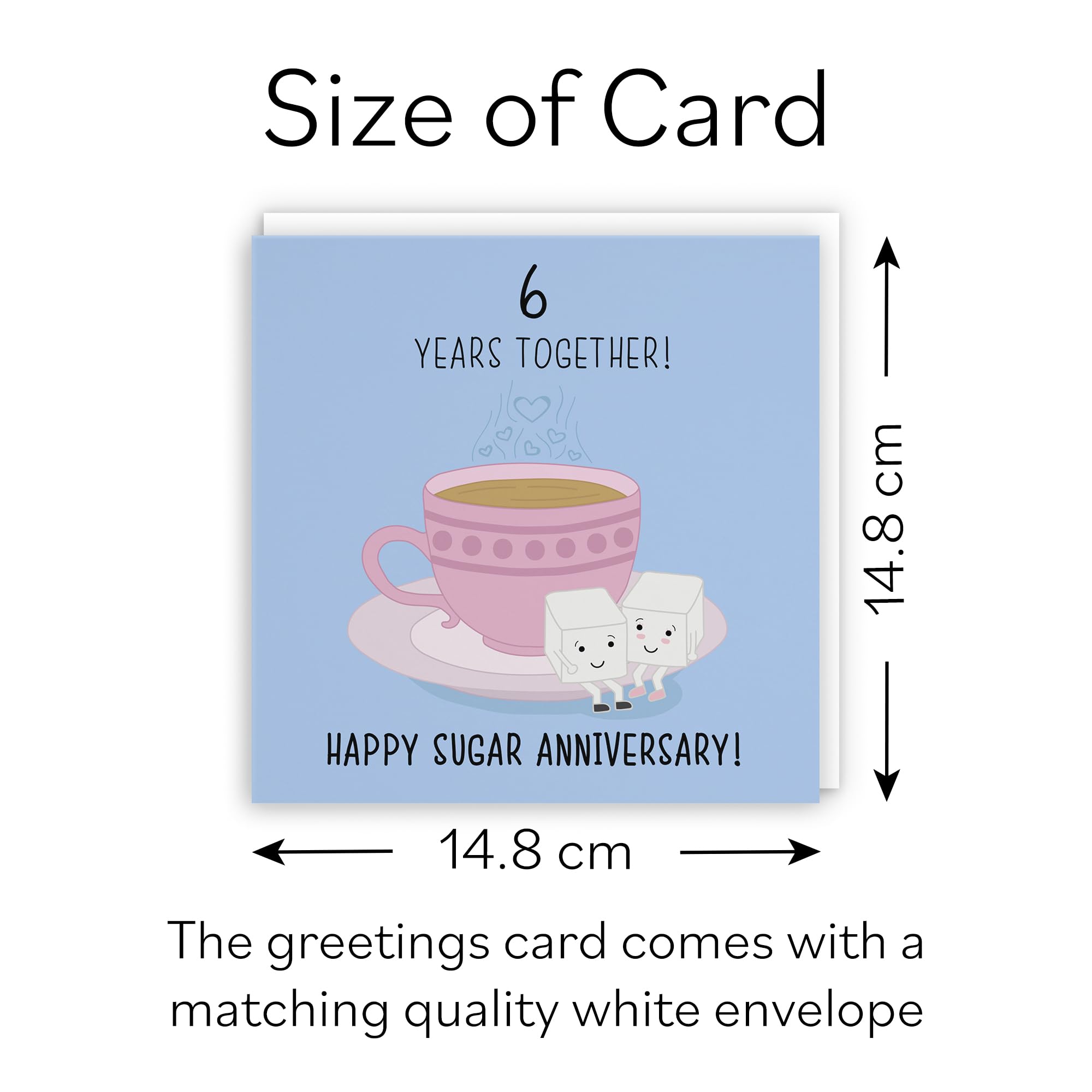 Hunts England - 6th Wedding Anniversary Card - Sugar Cubes - Happy Sugar Anniversary - 6 Years Together! - Iconic Collection - Fun Card - Image 4