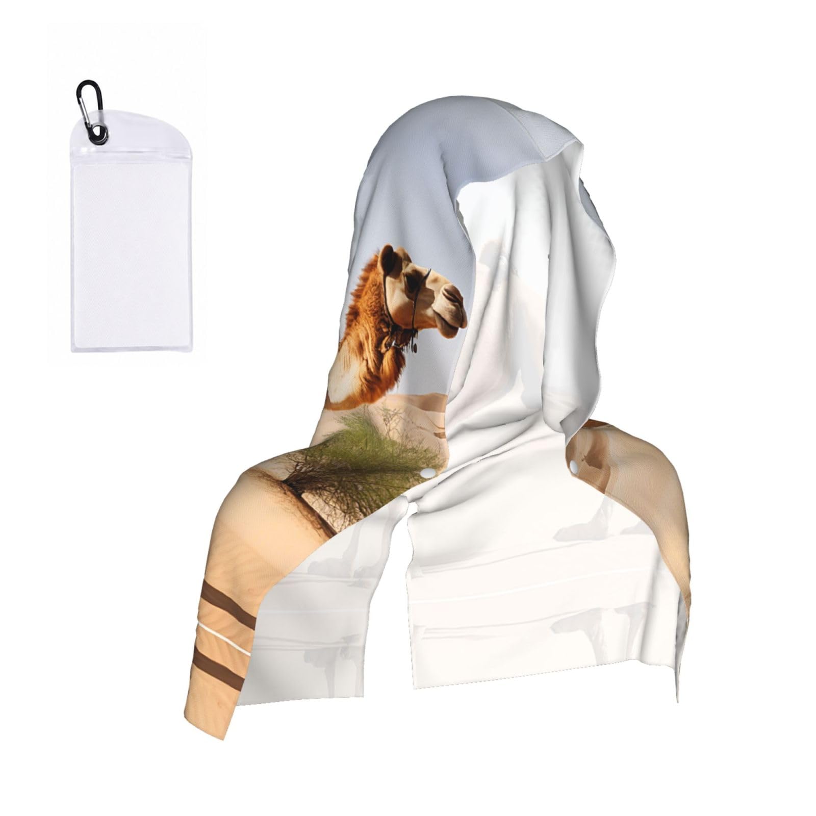 WXWJSHMGC Desert Sand Camel Print Cooling Hoodie Towel, Cooling Towels For Neck And Face Sun Protection Instant Cool Hoodie(Sport/Camping/Work Out/Hot Weather)