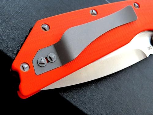 Miniatura 6 de Eafengrow EF335 - Cuchillos plegables D2 y mango G10, cuchillo plegable de bolsillo EDC cerrado de 5 pulgadas con clip (naranja)