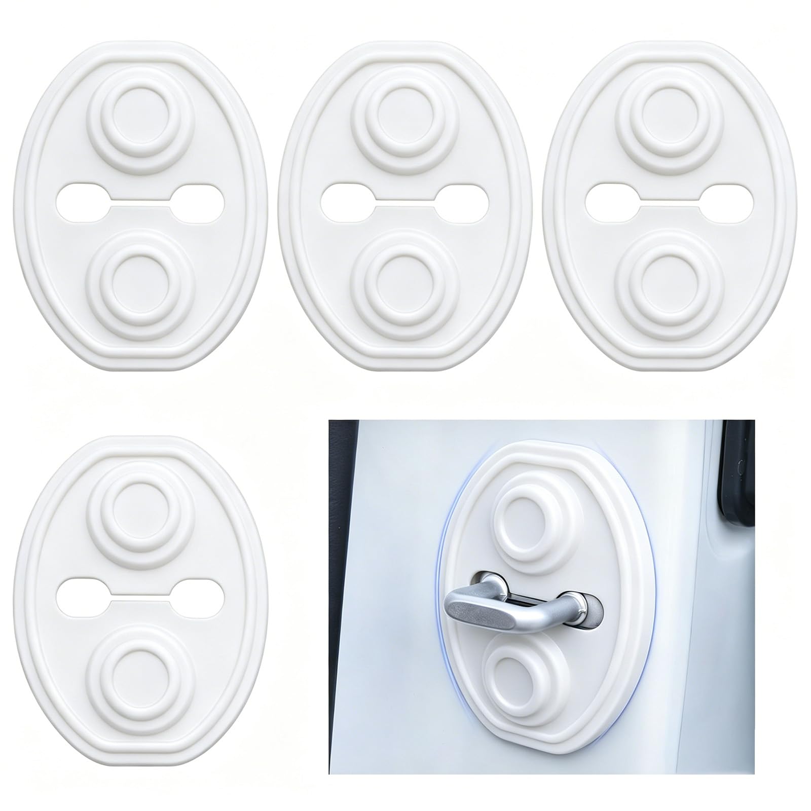 QIZUN 4 Pcs Car Door Lock Cover for Peugeot 107 108 206 207 208 2008 3008 2011-2025 Protector Shock Absorber Buffer Damper Caps Silicone Rustproof Auto Accessories,White