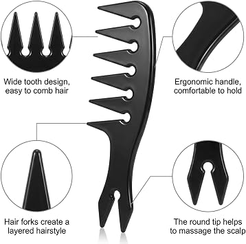 Texture Comb, Wide Tooth Styling Comb for Men and Women, Styling Comb