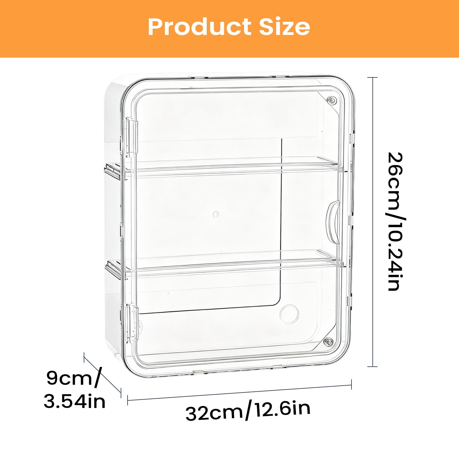 Figure Vetrina Espositiva | Organizzatore a 3 Livelli Con Porta Magnetica - Vetrina Acrilica con Ripiani Rimovibili | Per Lavoro Museo Ed Esposizione Di