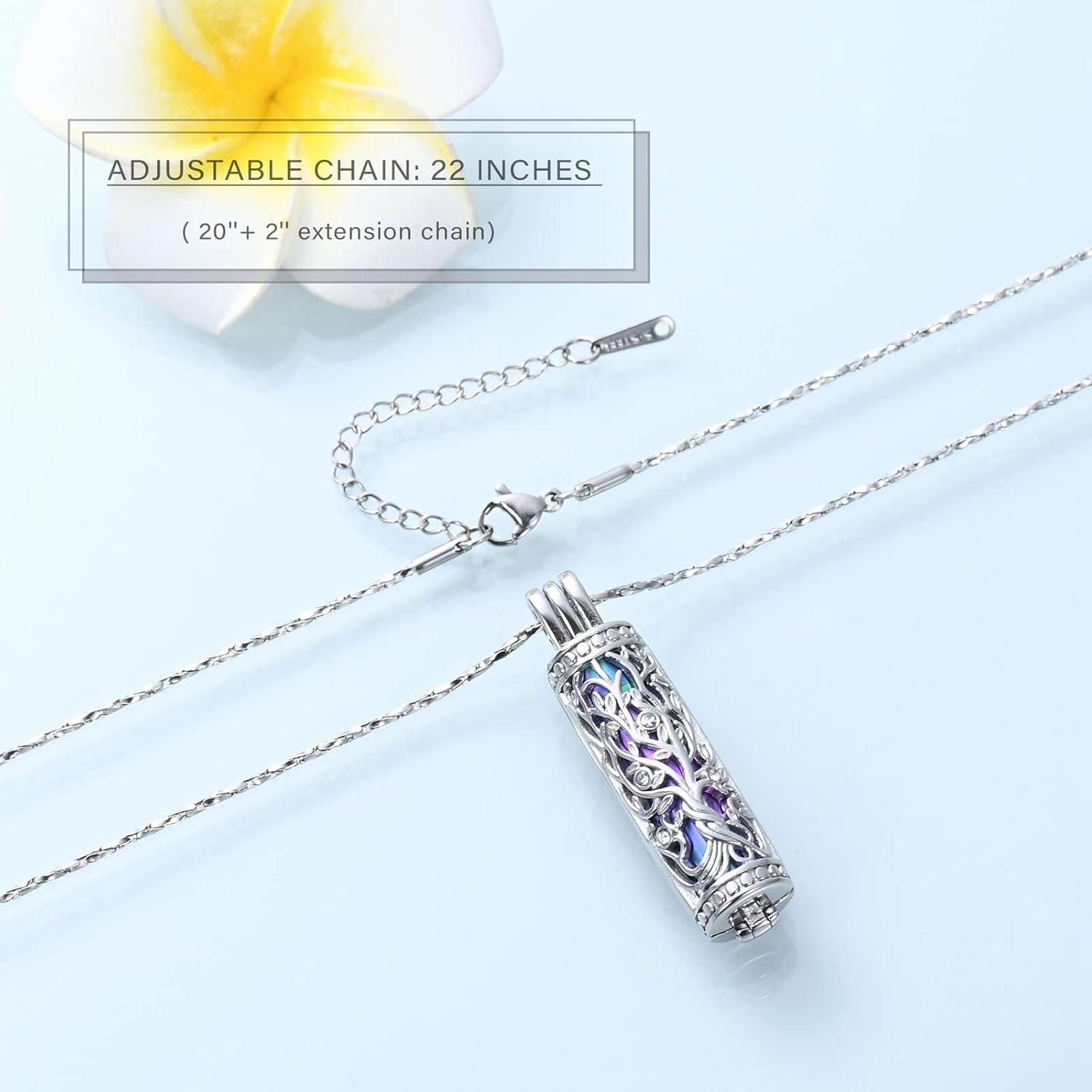 Imrsanl Cremation Jewelry for Ashes Tree of Life Urn Necklace Cylinder Vial Urn Necklace for Men Women Keepsake Ashes Necklace Pendent - Image 5